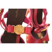 Louis Vuitton Fuchsia Pink Patent Leather Wooden Heel Sandals Ankle Strap 39,5