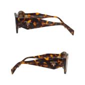 Prada SPR07Y Brown Tortoise Shell Print Degrade Polygon Braces Logo Sunglasses