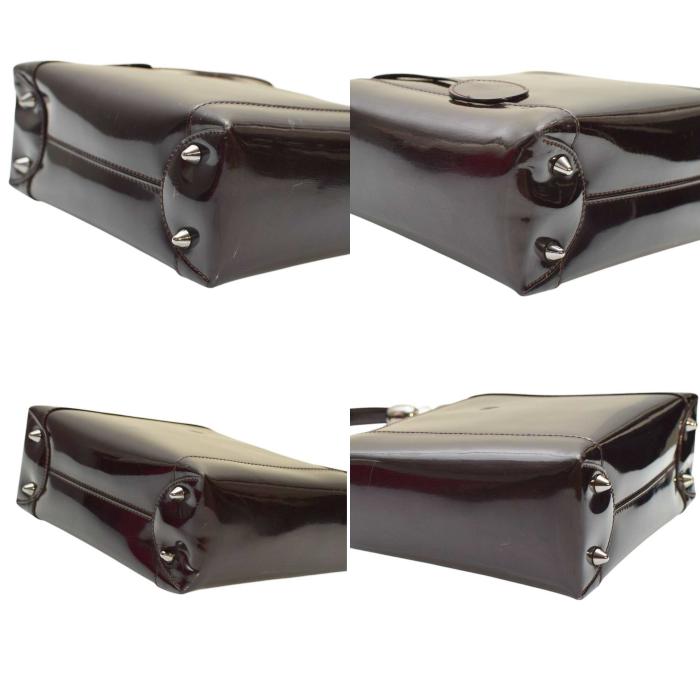 Christian Dior Vintage Dark Brown / Purple Patent Leather Maris Pearl Handbag 