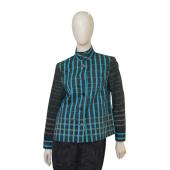 Carlisle Blue Green & Black Check Cotton Button Front Blazer Jacket size 4