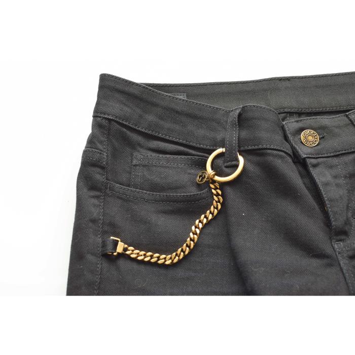 Gucci Black Denim Gold Chain Detail 70's Jeans Trousers Pants size 42