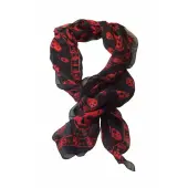 Alexander McQueen Black w. Red Skulls & Logo Print Large