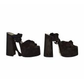 Yves Saint Laurent YSL Paige  145mm black suede platform sandals heels suede size 39