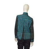 Carlisle Blue Green & Black Check Cotton Button Front Blazer Jacket size 4