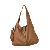 GUCCI New Jackie Brown Leather Tassels Large Hobo Shoulder Bag Handbag