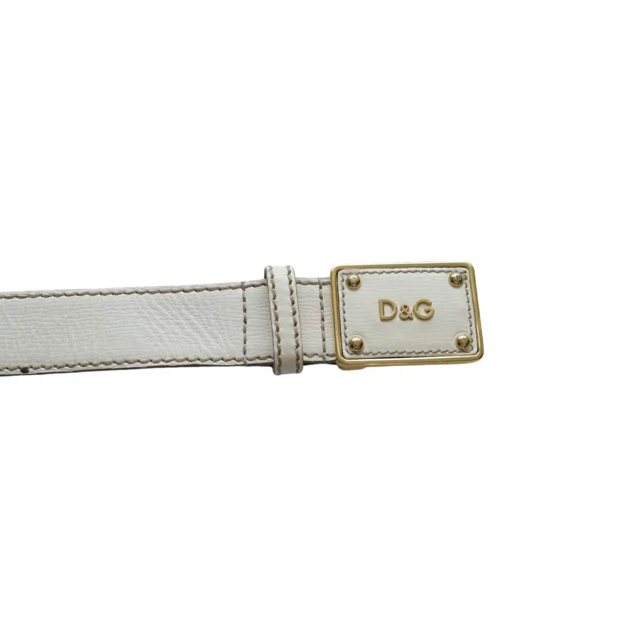 DOLCE GABBANA WOMAN S White Leather Gold Tone HW BELT Size 85 34 swap shop