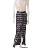 Alice + Olivia Black Elastic Sheer Lace Long Skirt Half Lined size 2 