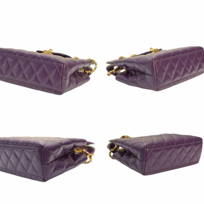 Chanel Small Kelly Shopper Purple Shiny Aged Calfskin Brushed Gold Hardware