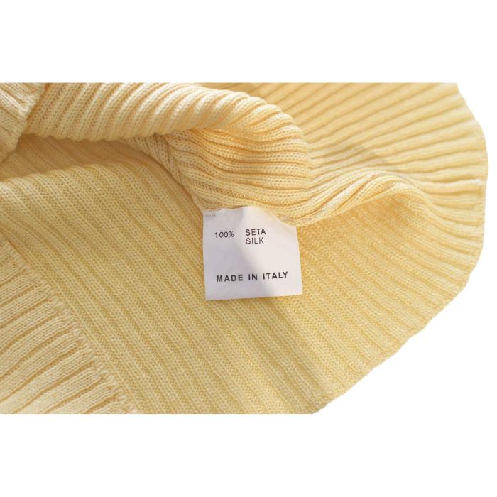 Gucci Yellow 100% Silk Top Short sleeve Rib Knit Blouse size S