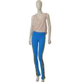 Off White Athleisure Blue w. Lime Side Logo Stripe Leggings trousers pants sz S