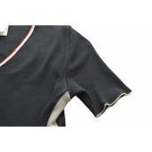 CHANEL 04P Black Cotton Knit Ribbed Short Sleeve V Neckline T-shirt Blouse Top 38