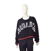 Dsquared2 Black Logo Short Length Sweatshirt Casual Athleisure Top size S