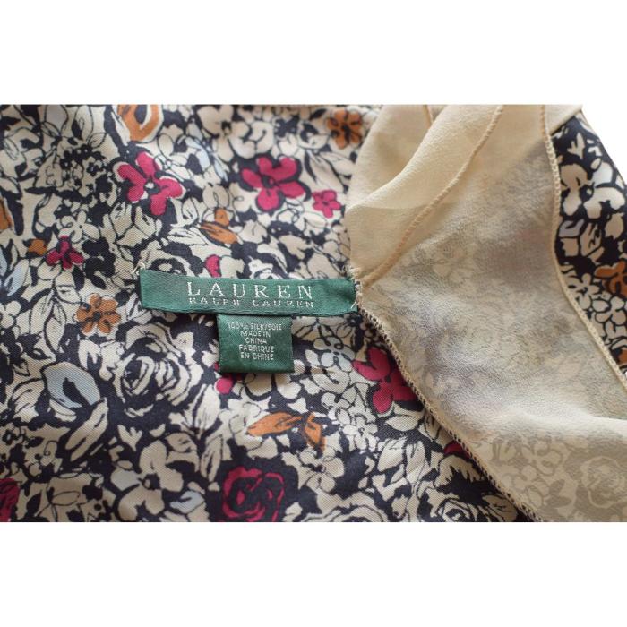 Lauren Ralph Lauren Floral 100% Silk Square Scarf Foulard