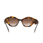 Prada SPR07Y Brown Tortoise Shell Print Degrade Polygon Braces Logo Sunglasses