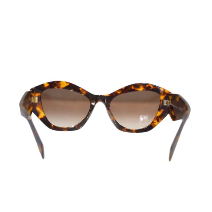 Prada SPR07Y Brown Tortoise Shell Print Degrade Polygon Braces Logo Sunglasses