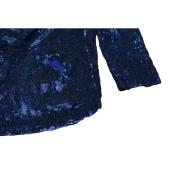 Parosh P.A.R.O.S.H. Fully Sequined Blue Blouse Top w. Hood size S