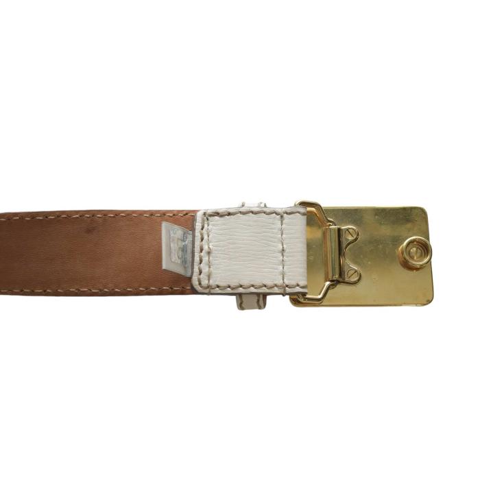 DOLCE & GABBANA WOMAN'S White Leather Gold Tone HW BELT Size 85 / 34