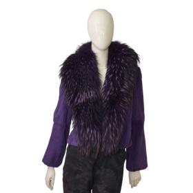 Versace Classic V2 Purple Fur Open Front Jacket w. Pockets size 42