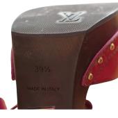 Louis Vuitton Fuchsia Pink Patent Leather Wooden Heel Sandals Ankle Strap 39,5