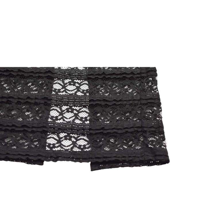 Alice + Olivia Black Elastic Sheer Lace Long Skirt Half Lined size 2 