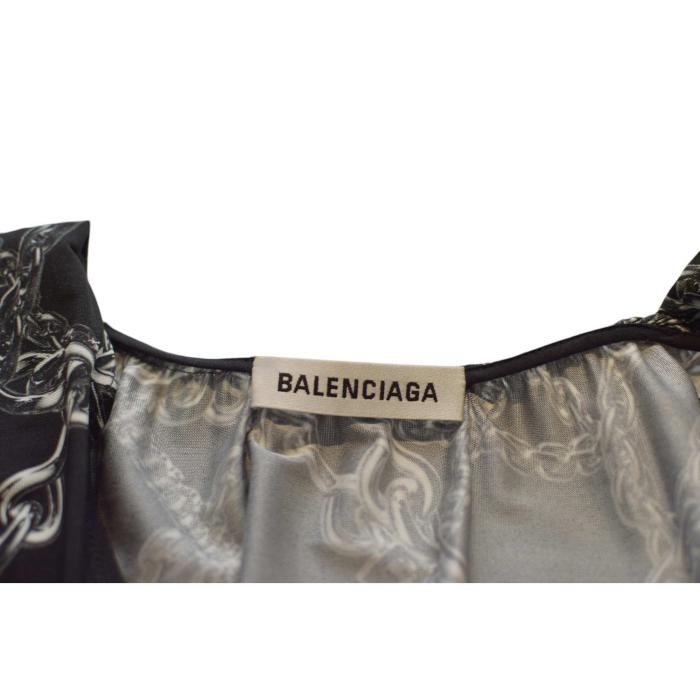 Balenciaga Chains Typo Black & White Viscose Mini Dress size 36