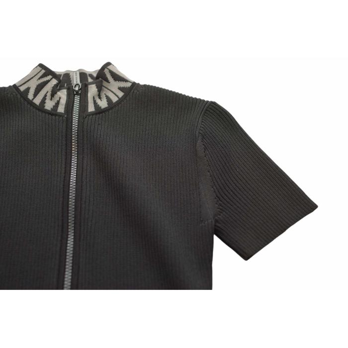 Michael Kors BLack Viscose Knit Bodycon Short Sleeves Mini Dress w.Zipper size XXS
