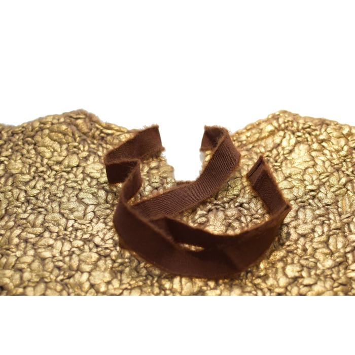 MONCLER Gold Color Wool Knit Short Sleeve Bow T-Shirt top size L