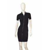 Michael Kors BLack Viscose Knit Bodycon Short Sleeves Mini Dress w.Zipper size XXS