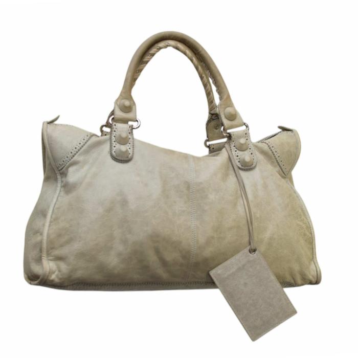 Balenciaga classic gray Giant Brogues Motorcycle City bag leather large handbag 