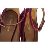 Aquazzura Burgundy Velour Ankle Stpap Pumps High Heels Shoes - Size 40.5