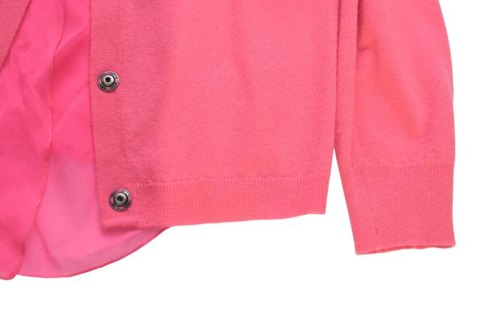 Bottega Veneta Pink 100% Cashmere Silk Trim Snap Button Cardigan Top size 44