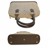 Louis Vuitton Gray Monogram Mini Lin Alma Haut Brown Leather Trim