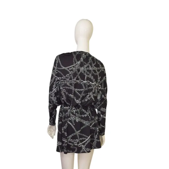 Balenciaga Chains Typo Black & White Viscose Mini Dress size 36 - Swap Shop