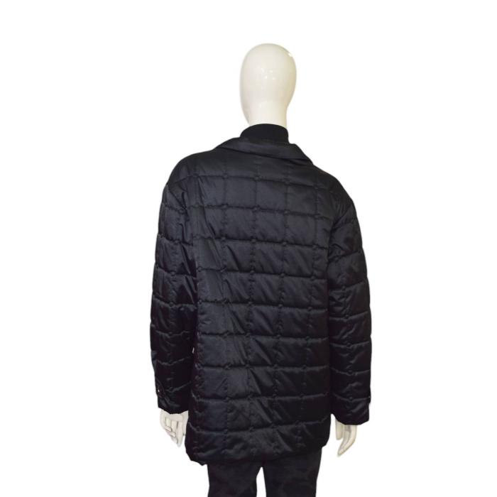 MCM Black Quilted Puffer Polyester Snap Button & Half Zip Jacket Coat Size 38