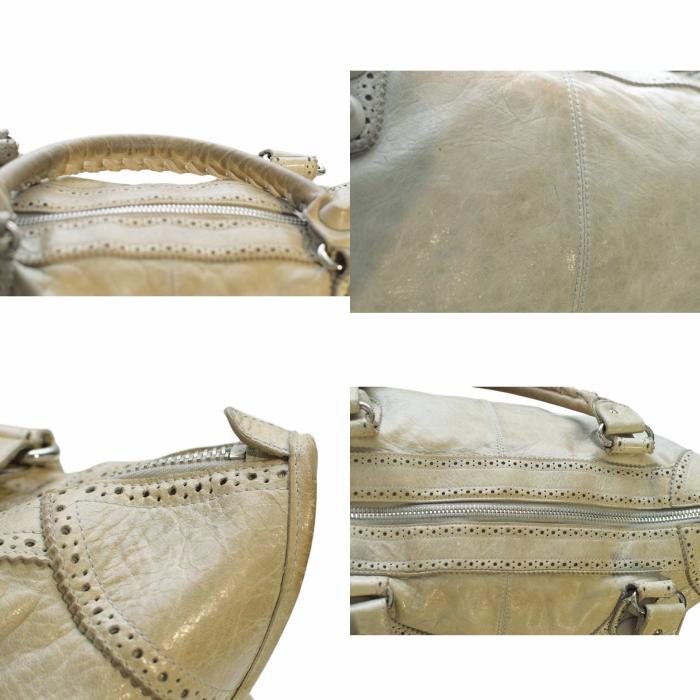 Balenciaga classic gray Giant Brogues Motorcycle City bag leather large handbag 
