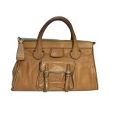 CHLOE Edith brown buffalo leather iconic satchel shoulder bag handbag topstitch