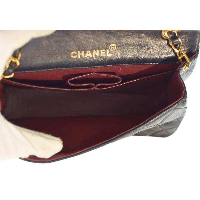 Chanel Vintage Mini Classic Handbag Dark Blue Lambskin Single Flap Crossbody