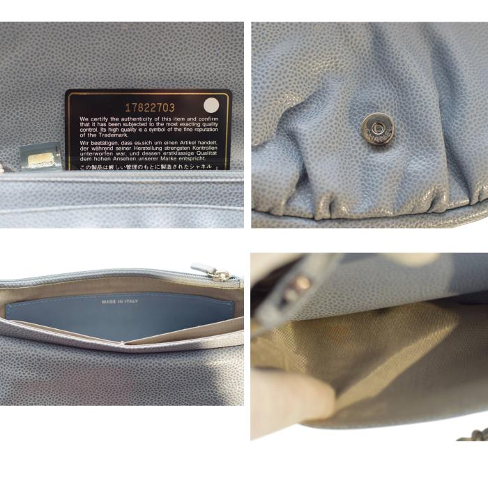 Chanel Caviar Half Moon Wallet On Chain WOC Light Blue Crossbody bag Coco Mark