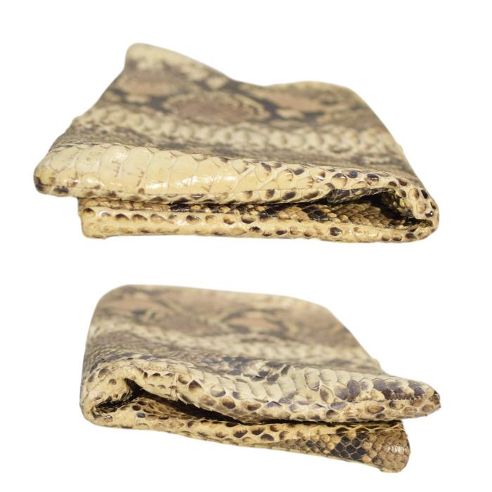 Juliette Jake Beige Brown Snake Leather Fold Over Clutch Bag Handbag