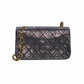 Chanel Vintage Mini Classic Handbag Dark Blue Lambskin Single Flap Crossbody