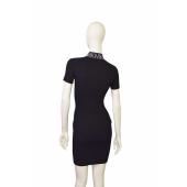 Michael Kors BLack Viscose Knit Bodycon Short Sleeves Mini Dress w.Zipper size XXS