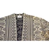 Marina V Beige & Black Ethnic Print Open Front Knit Cardigan Cardi Top size 2