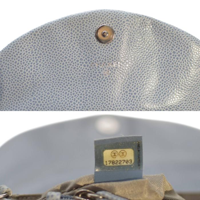 Chanel Caviar Half Moon Wallet On Chain WOC Light Blue Crossbody bag Coco Mark