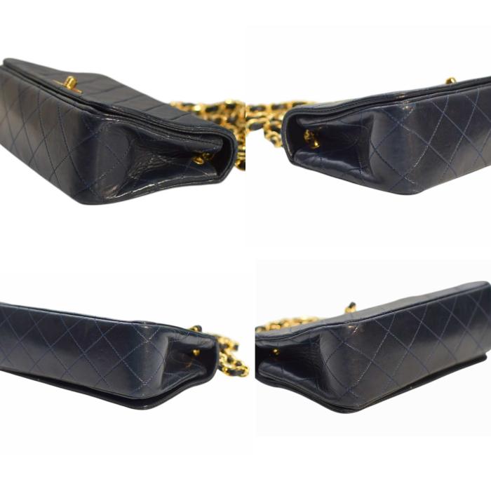 Chanel Vintage Mini Classic Handbag Dark Blue Lambskin Single Flap Crossbody
