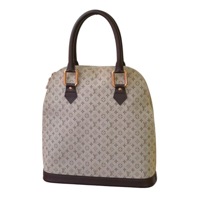 Louis Vuitton Gray Monogram Mini Lin Alma Haut Brown Leather Trim