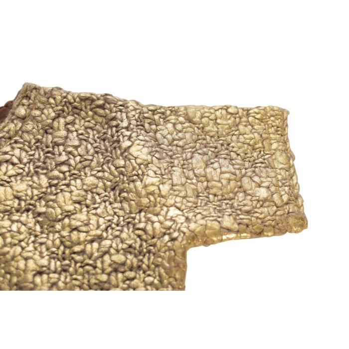 MONCLER Gold Color Wool Knit Short Sleeve Bow T-Shirt top size L