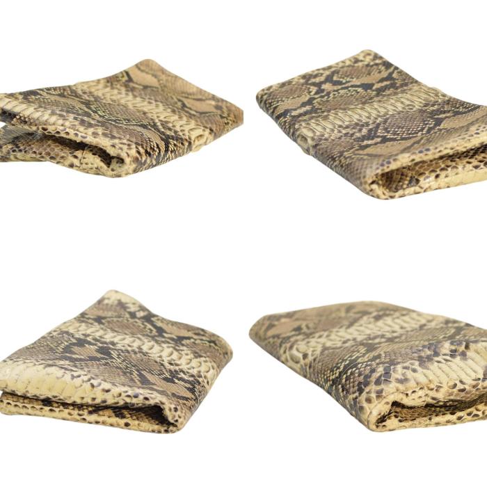 Juliette Jake Beige Brown Snake Leather Fold Over Clutch Bag Handbag