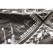 Philipp Plein Black White Blue Feathers Print & Logo Large 100% Silk Scarf Wrap