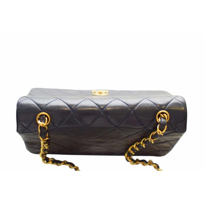 Chanel Vintage Mini Classic Handbag Dark Blue Lambskin Single Flap Crossbody