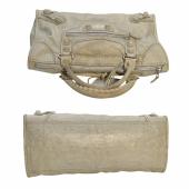 Balenciaga classic gray Giant Brogues Motorcycle City bag leather large handbag 